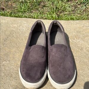 Dark Gray Suede Slip-On Sneakers